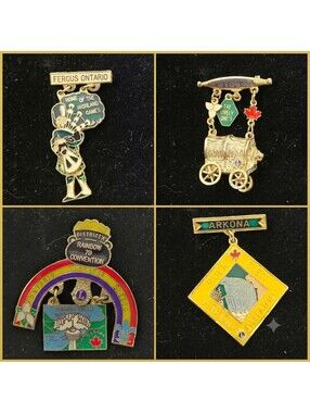 Pins: Vintage Canadian Lions Club Ontario Enamel Pins Lot of 4